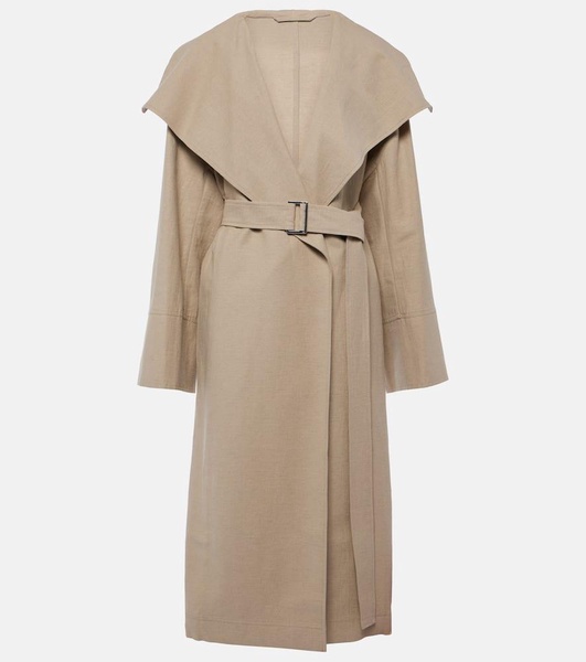 Signature linen-blend trench coat