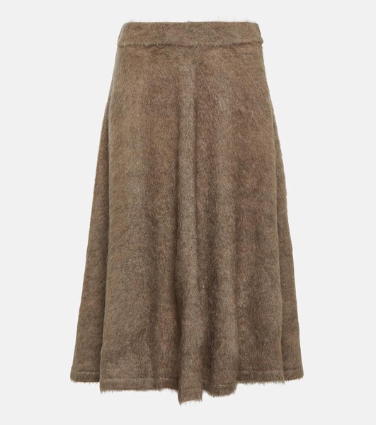 Wool-blend midi skirt