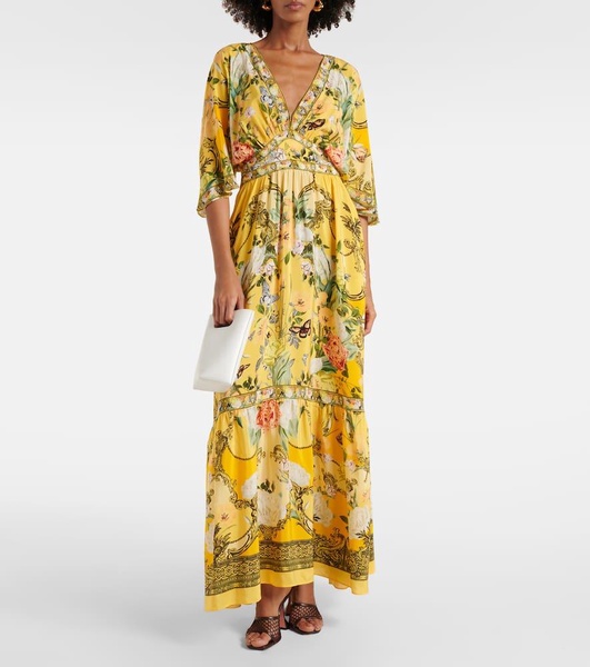 Paths of Gold floral silk maxi dress