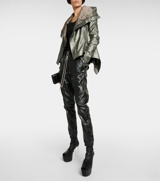 Metallic leather biker jacket