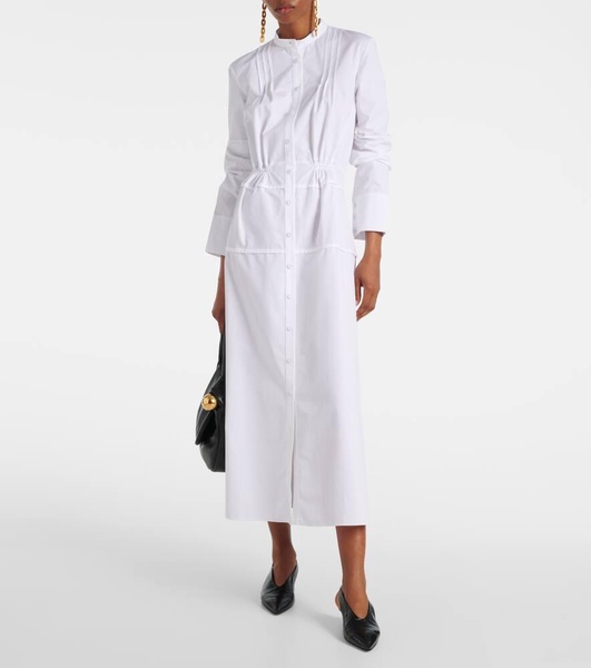 Pleated cotton shirt dress