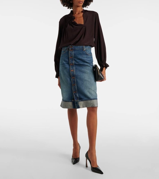 Denim midi skirt