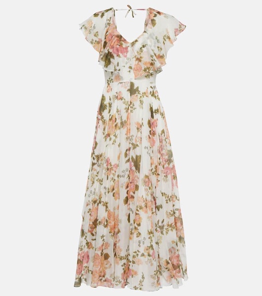 Theophila floral cotton and silk maxi dress