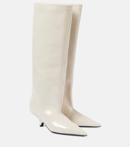 Patent leather knee-high boots