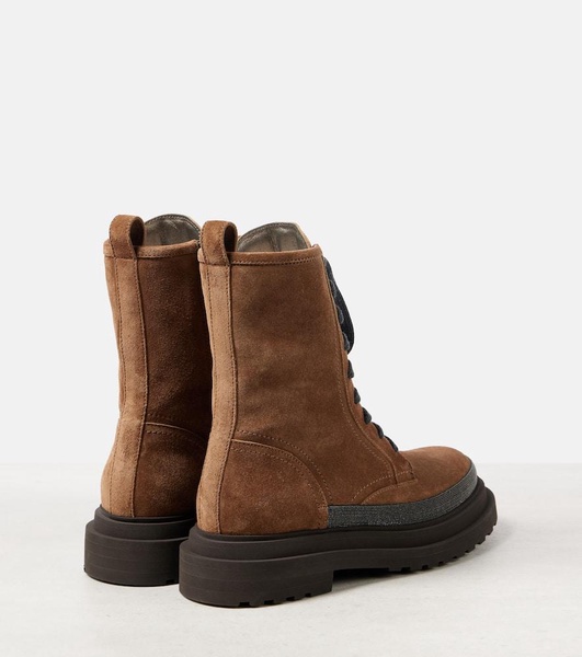 Suede combat boots