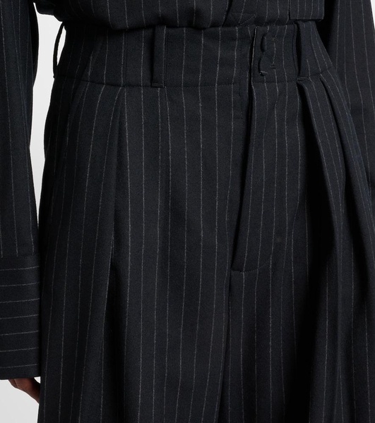 Pinstripe wool-blend wide-leg pants