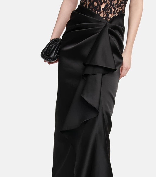 Halterneck lace and satin gown