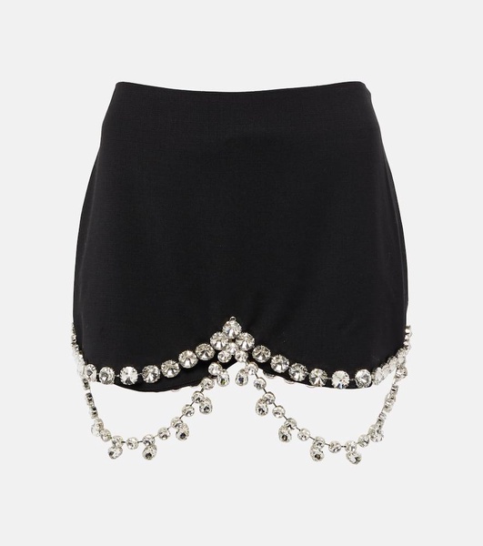 Embellished wool miniskirt