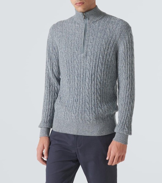 Treccia cashmere half-zip sweater