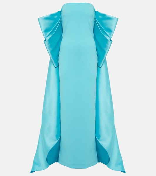 Kyla caped twill and crêpe gown