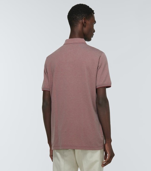 Cotton and silk piqué polo shirt