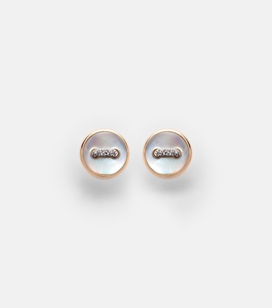 Pom Pom Dot 18kt rose gold earrings with mother of pearl and diamonds