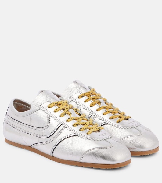 Metallic leather sneakers