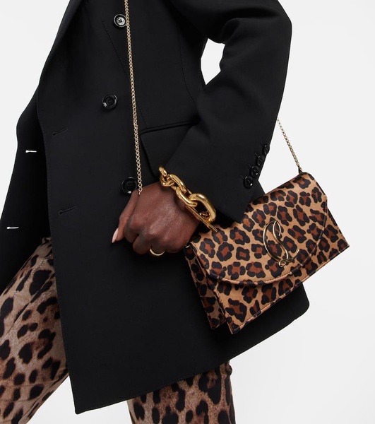 Loubi54 leopard-print satin clutch