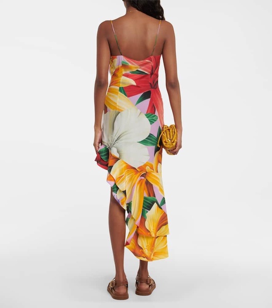 Printed asymmetrical midi dress