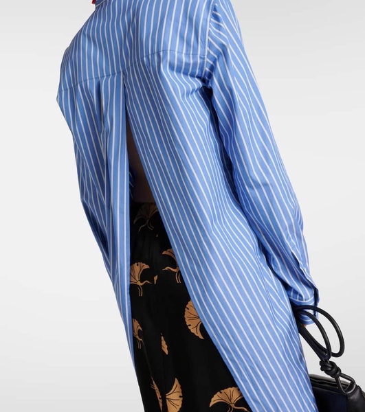 Embellished striped cotton poplin shirt