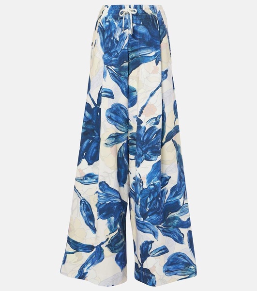 Floral cotton jersey wide-leg sweatpants