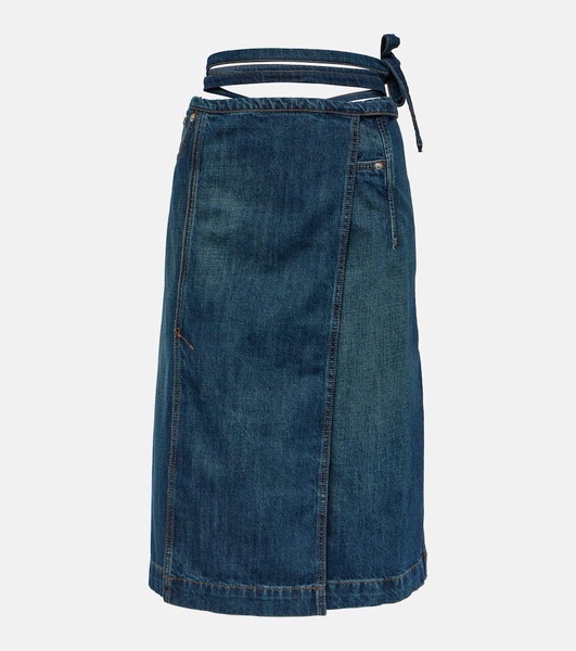 Denim wrap skirt