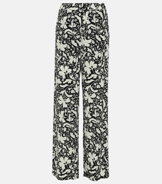 Printed wide-leg silk pants