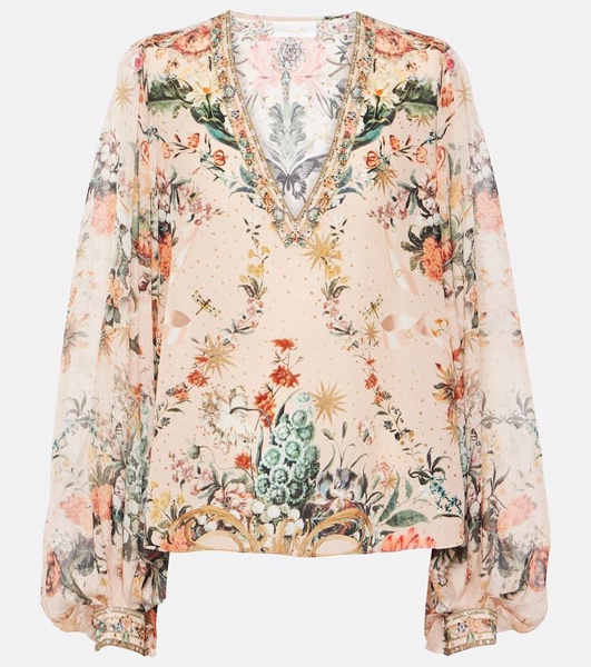 Floral silk blouse