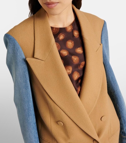 Blue & Tan Wool & Denim Coat