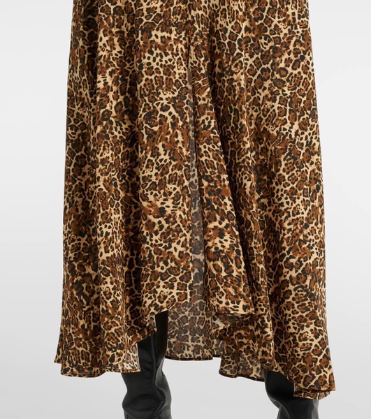 Sakura leopard-print silk-blend midi skirt