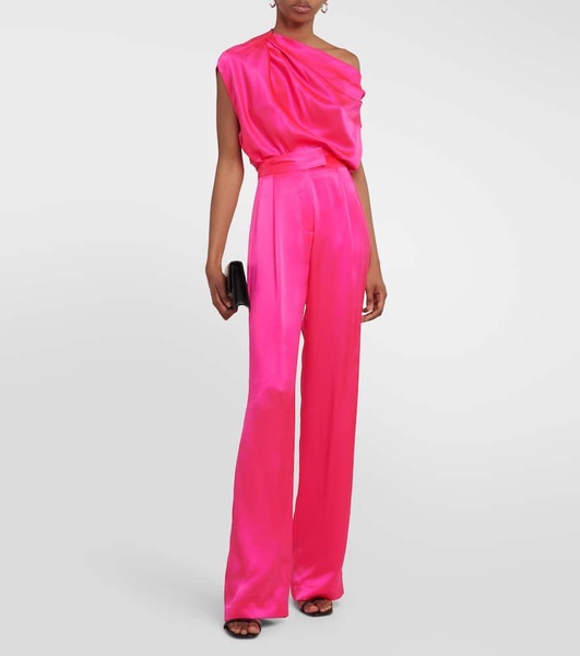 High-rise wide-leg silk pants