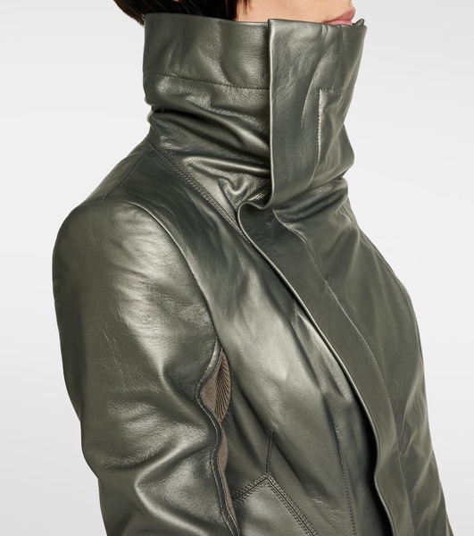 Metallic leather biker jacket