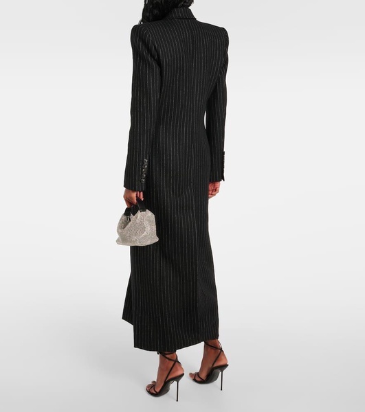 Pinstripe wool-blend coat