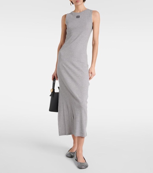 Anagram ribbed-knit jersey maxi dress