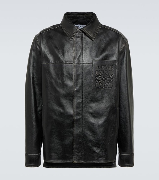 Anagram polished leather jacket