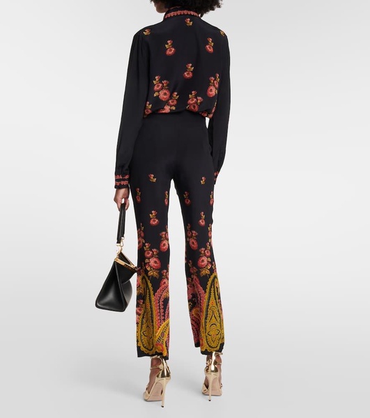 Paisley high-rise silk pants