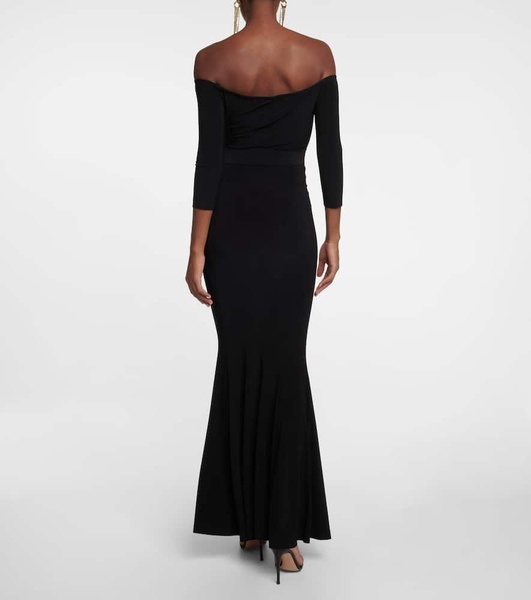 Off-shoulder fishtail gown