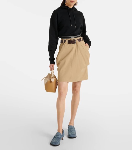 Belted cotton miniskirt