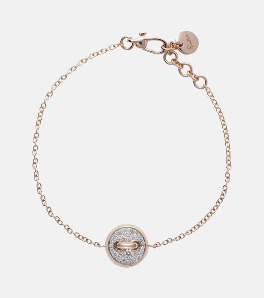 Pom Pom Dot 18kt rose gold chain bracelet with white diamonds and mother of pearl