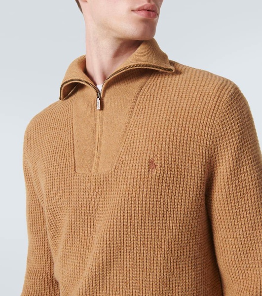 Wool and cotton half-zip sweater