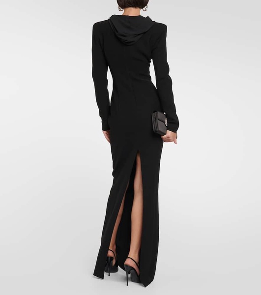 Hooded crêpe maxi dress