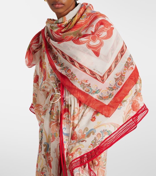 Printed cotton and silk scarf