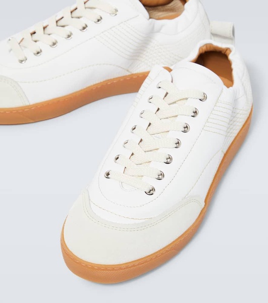 Suede-trimmed leather sneakers