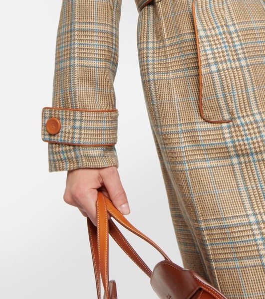 Checked linen and wool coat