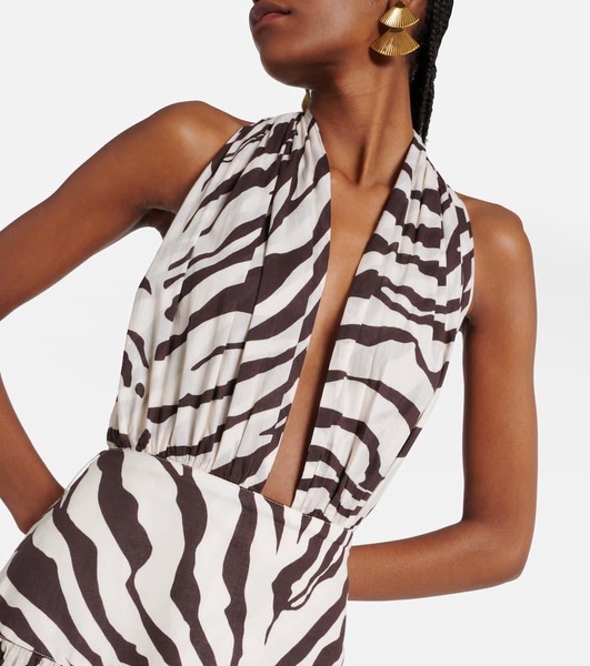 Marie Rose zebra-print cotton maxi dress