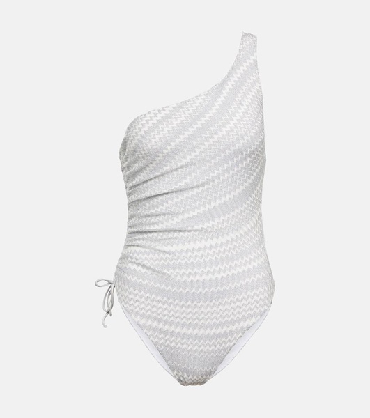 Zig-zag one-shoulder swimsuit