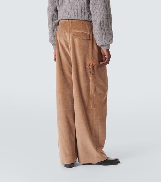 Cotton and cashmere corduroy wide-leg pants