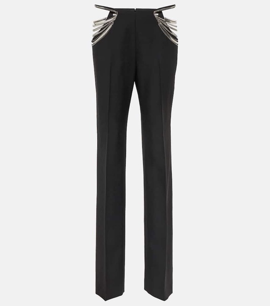 Chain-detail wool slim pants