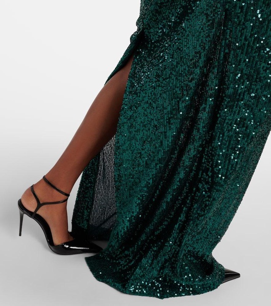 Off-shoulder sequined gown