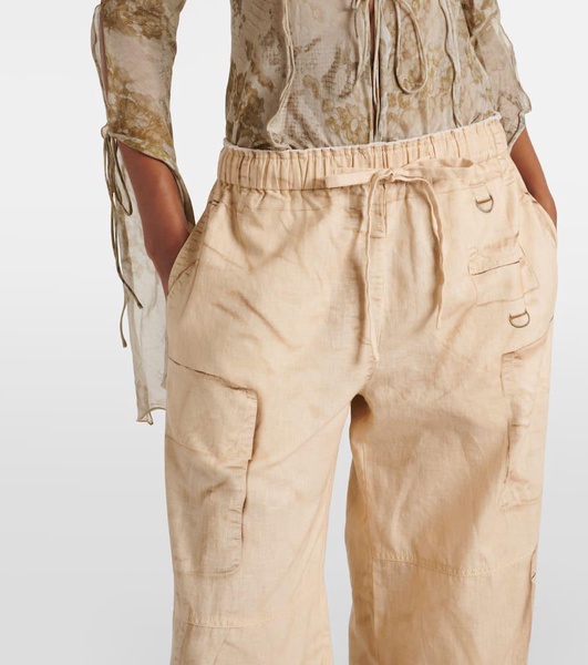 Trompe l'oeil linen and cotton cargo pants