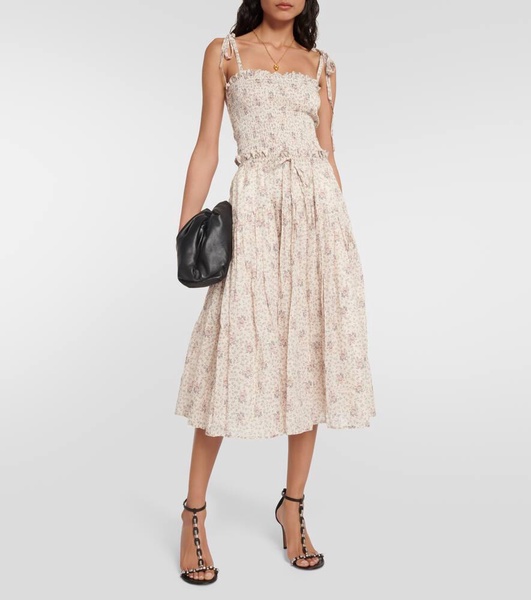 Floral cotton midi dress