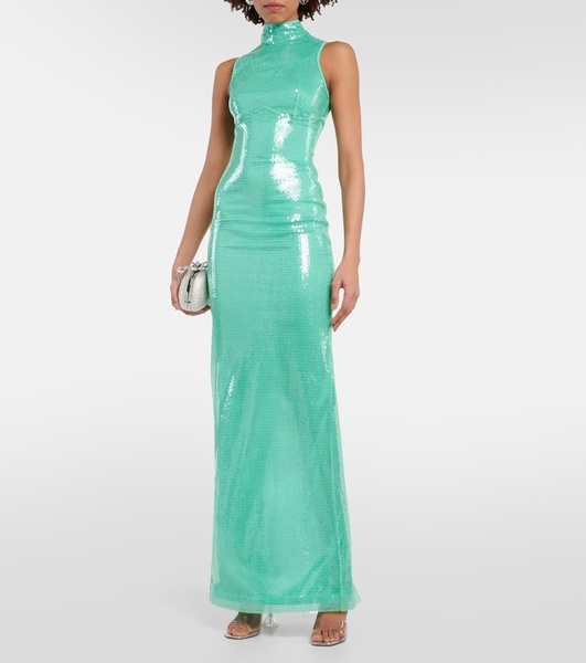 Halterneck sequined gown