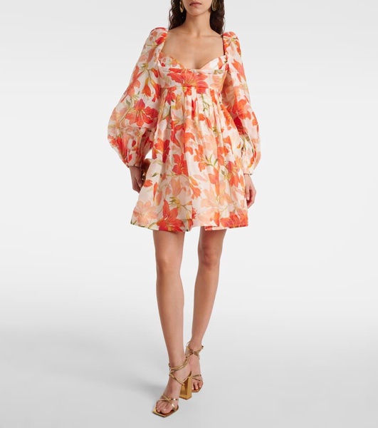 Tranquillity floral linen and silk minidress