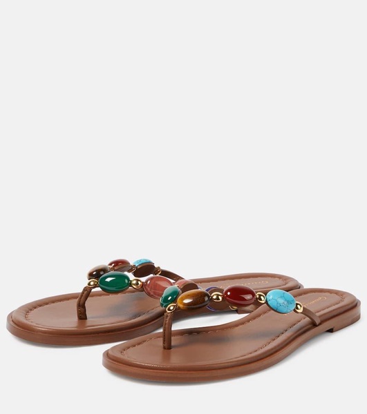 Shanti embellished leather thong sandals